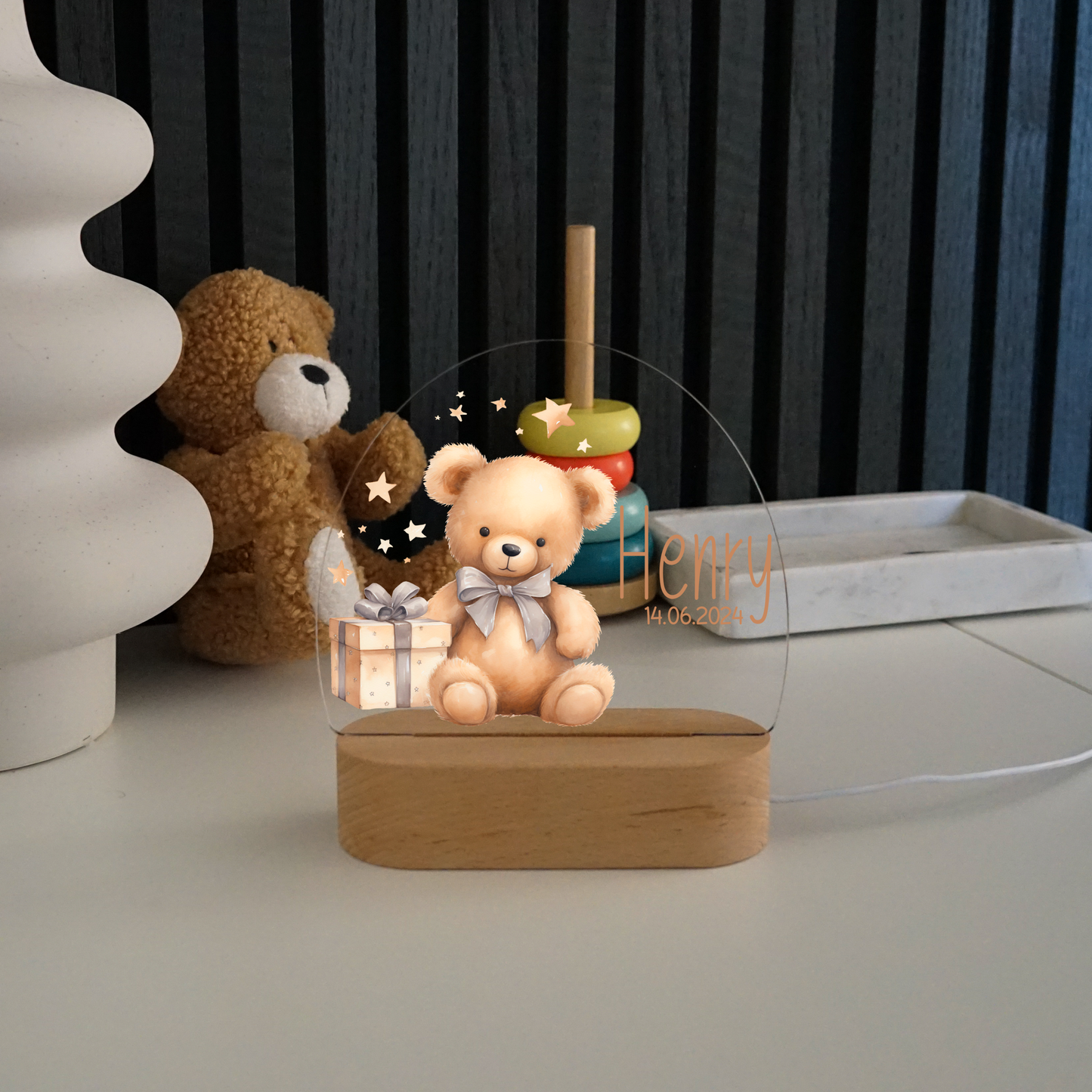 Personalisierte Nachtlampe LED - Teddy & Sternenhimmel