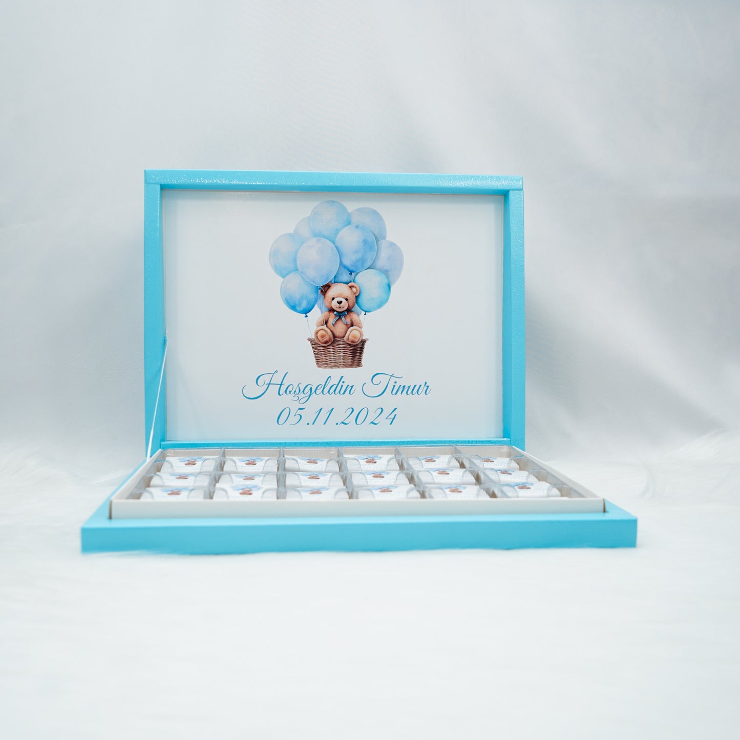 Schokobox Personalisiert - Baby Blue Teddy