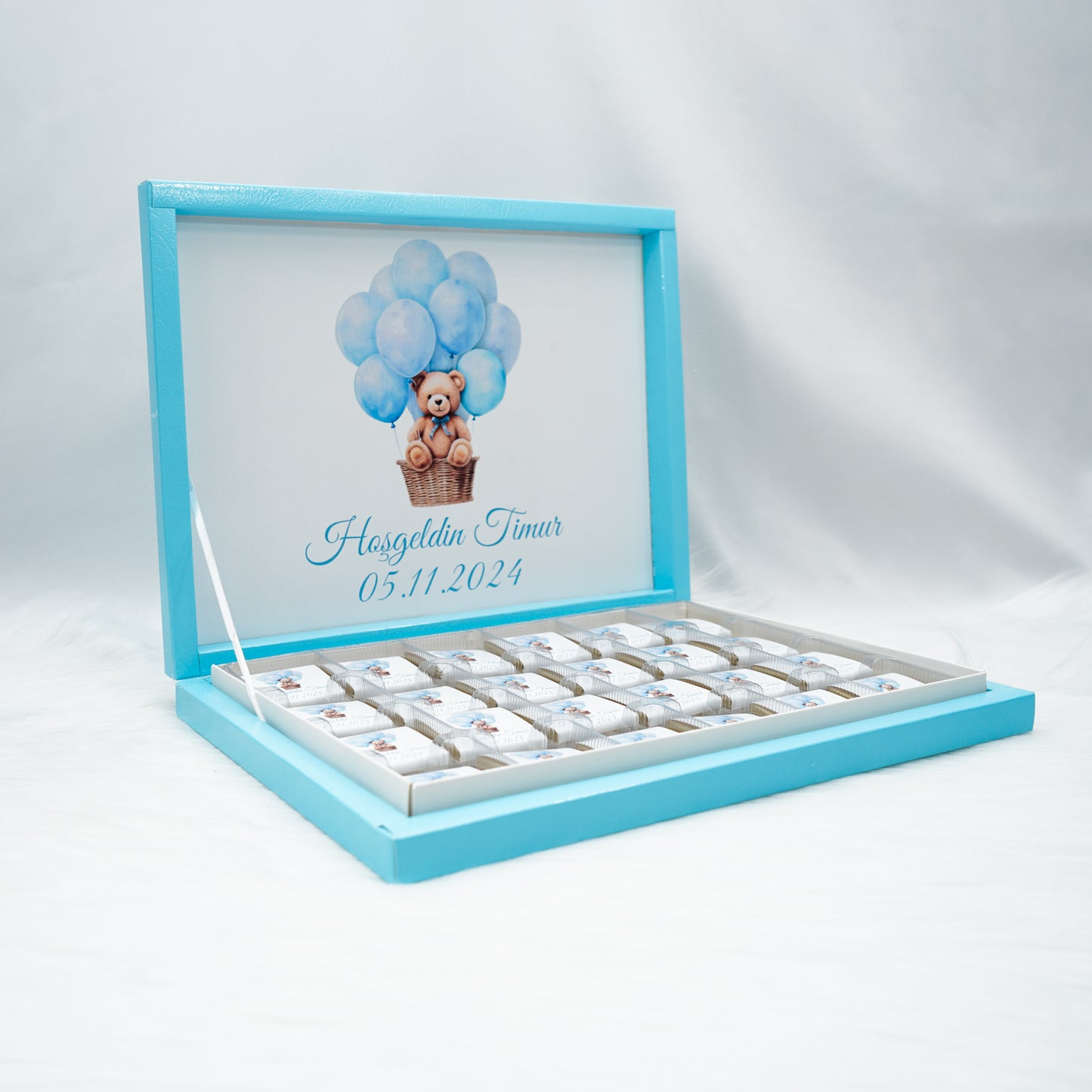 Schokobox Personalisiert - Baby Blue Teddy