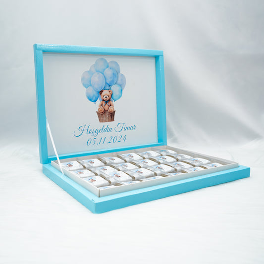 Schokobox Personalisiert - Baby Blue Teddy