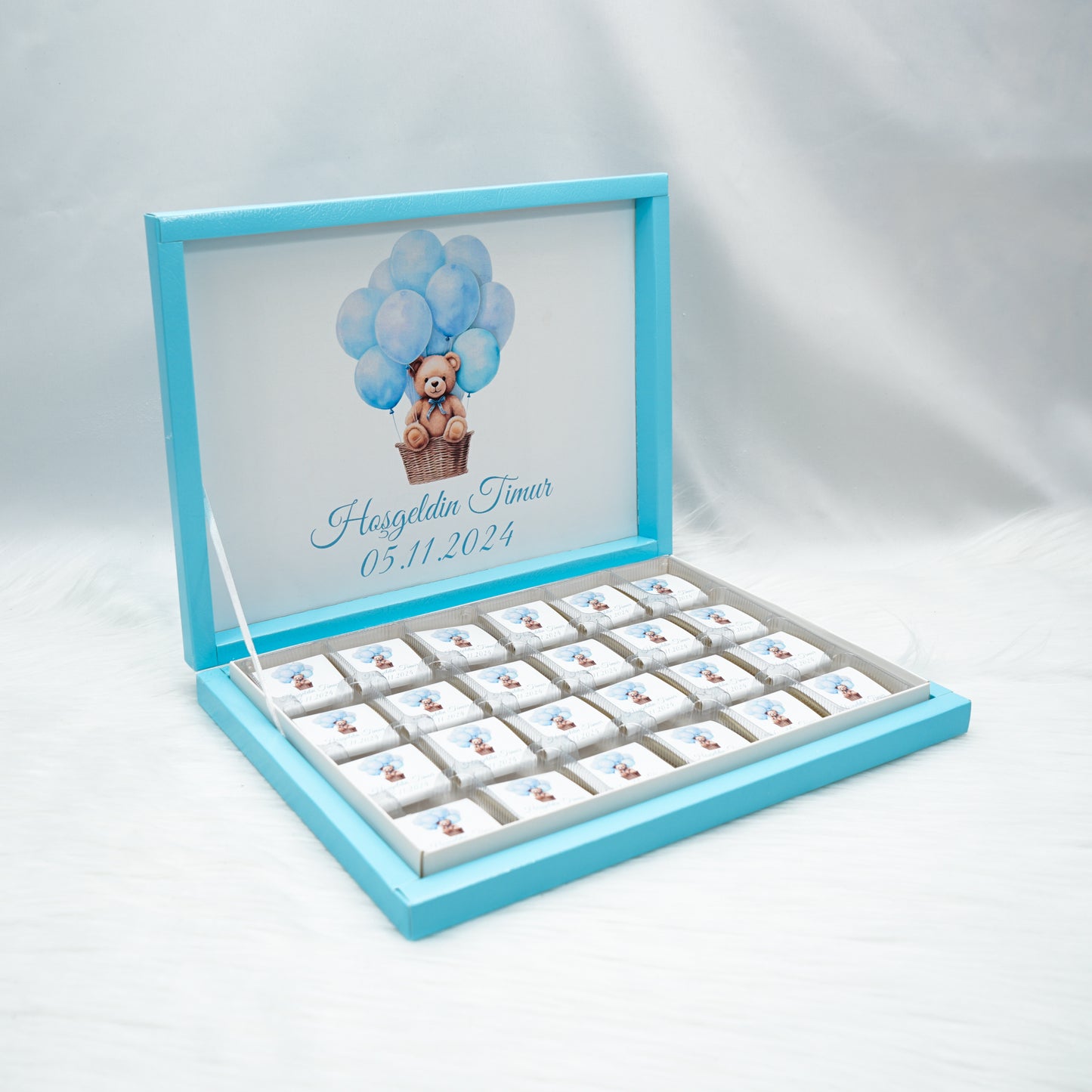 Schokobox Personalisiert - Baby Blue Teddy