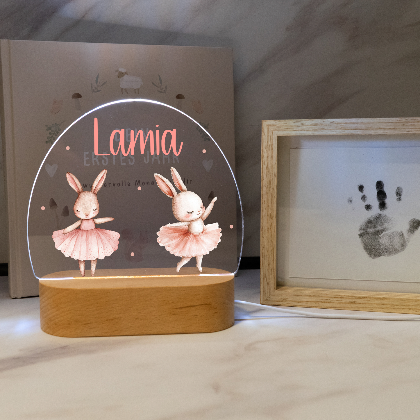 Personalisierte Nachtlampe LED - Ballerina Hasen