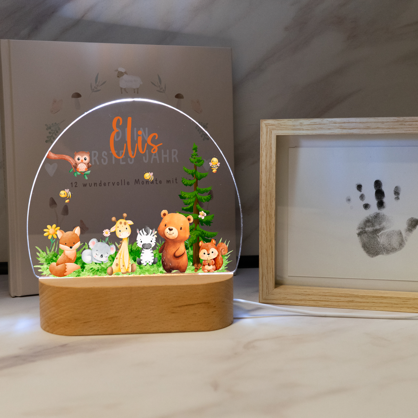 Personalisierte Nachtlampe LED - Safari Familie