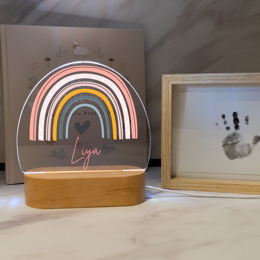 Personalisierte Nachtlampe LED - Rosa Regenbogen