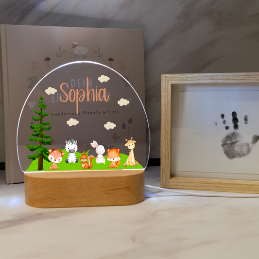 Personalisierte Nachtlampe LED - Mini Waldfreunde