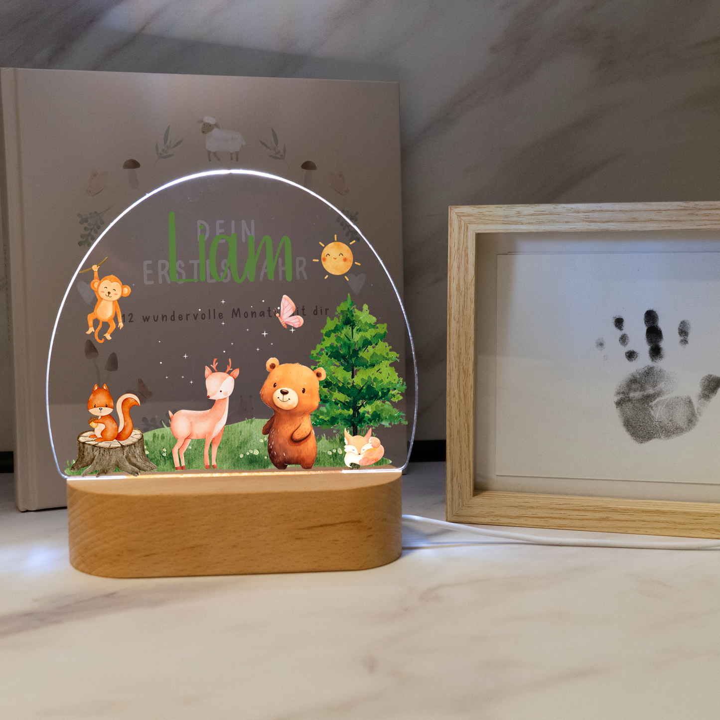 Personalisierte Nachtlampe LED - Mini Helden im Wald