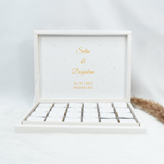 Schokobox Personalisiert - Golden Design w/ Perlen