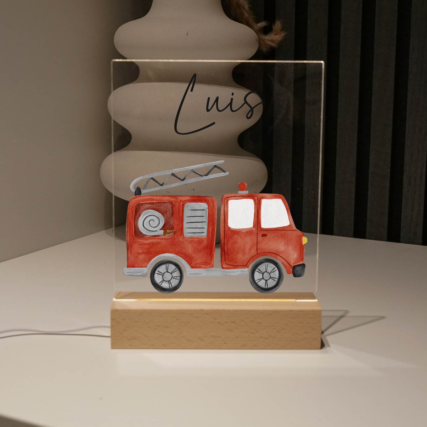Personalisierte Nachtlampe - Feuerwehrwagen