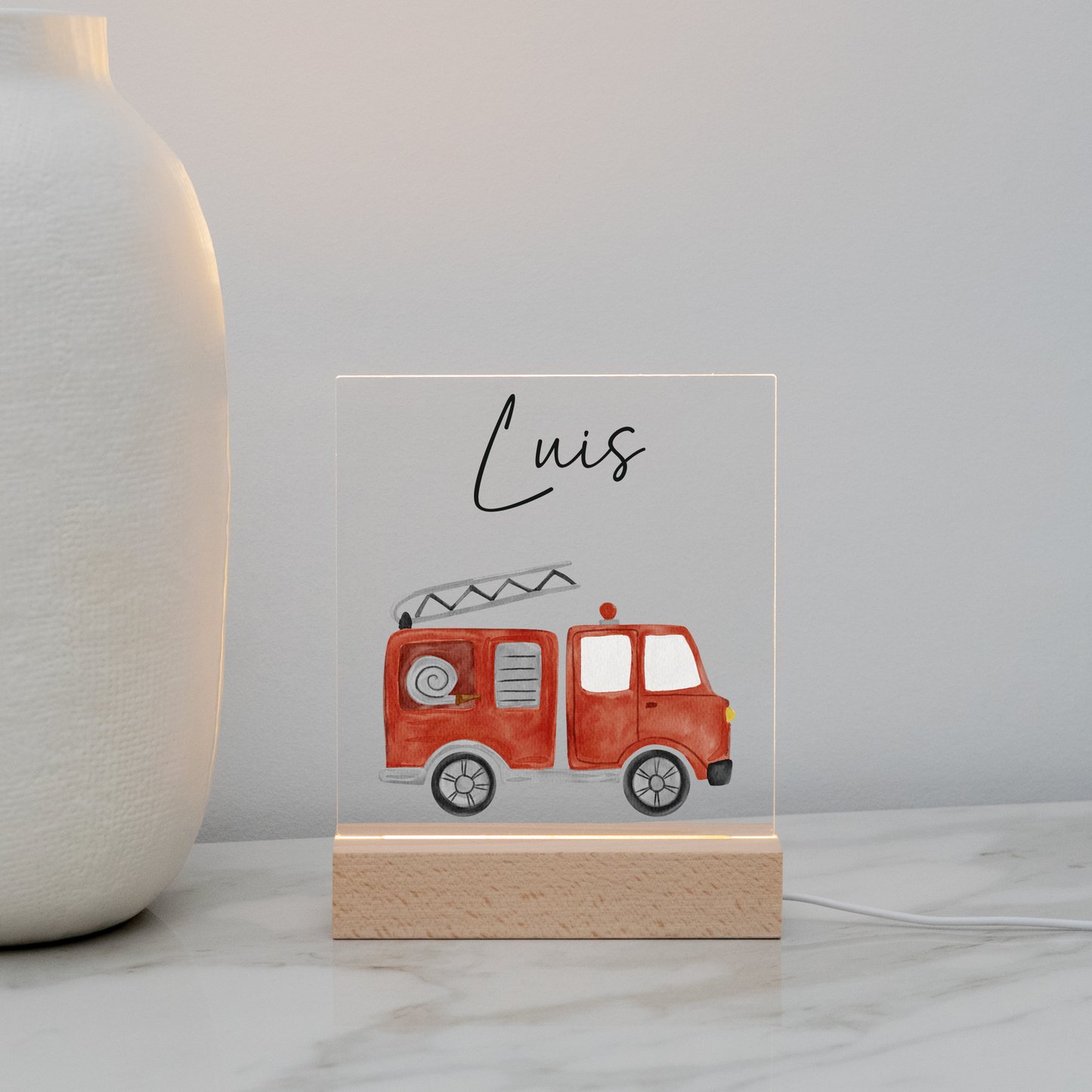 Personalisierte Nachtlampe - Feuerwehrwagen
