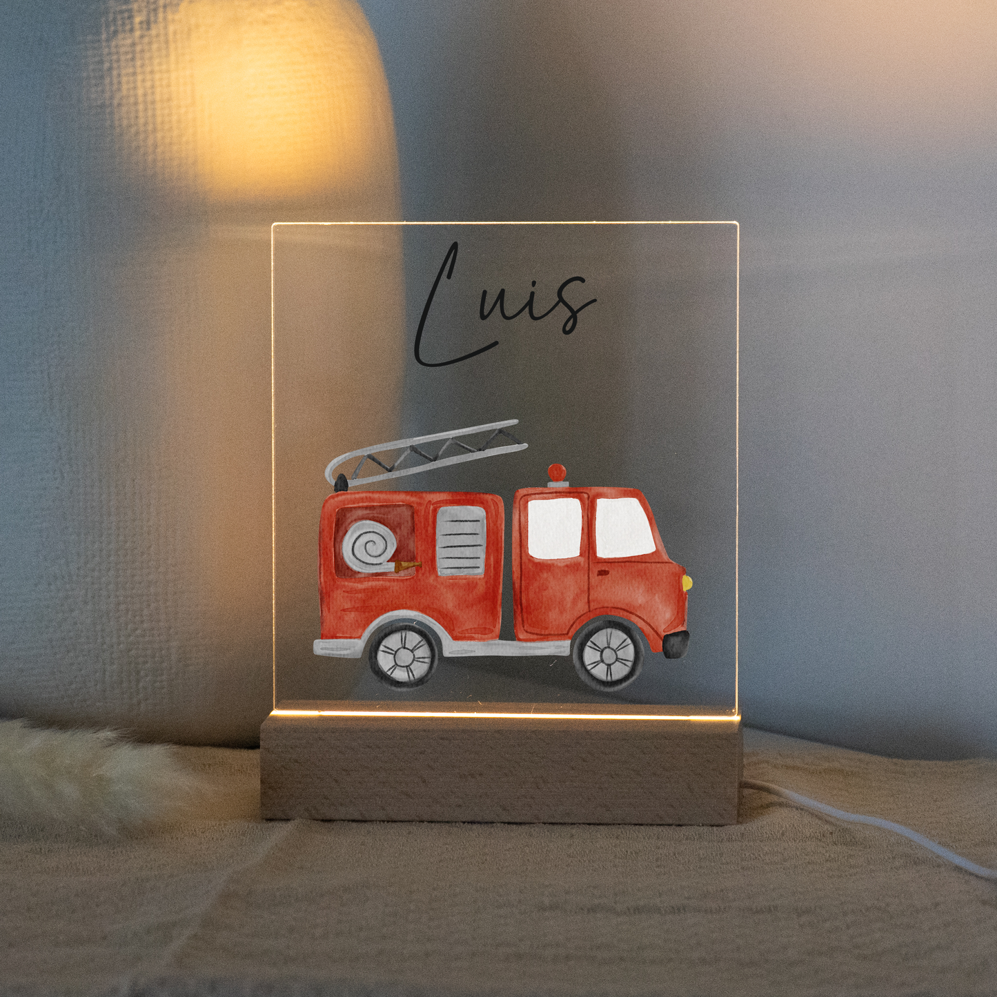 Personalisierte Nachtlampe - Feuerwehrwagen