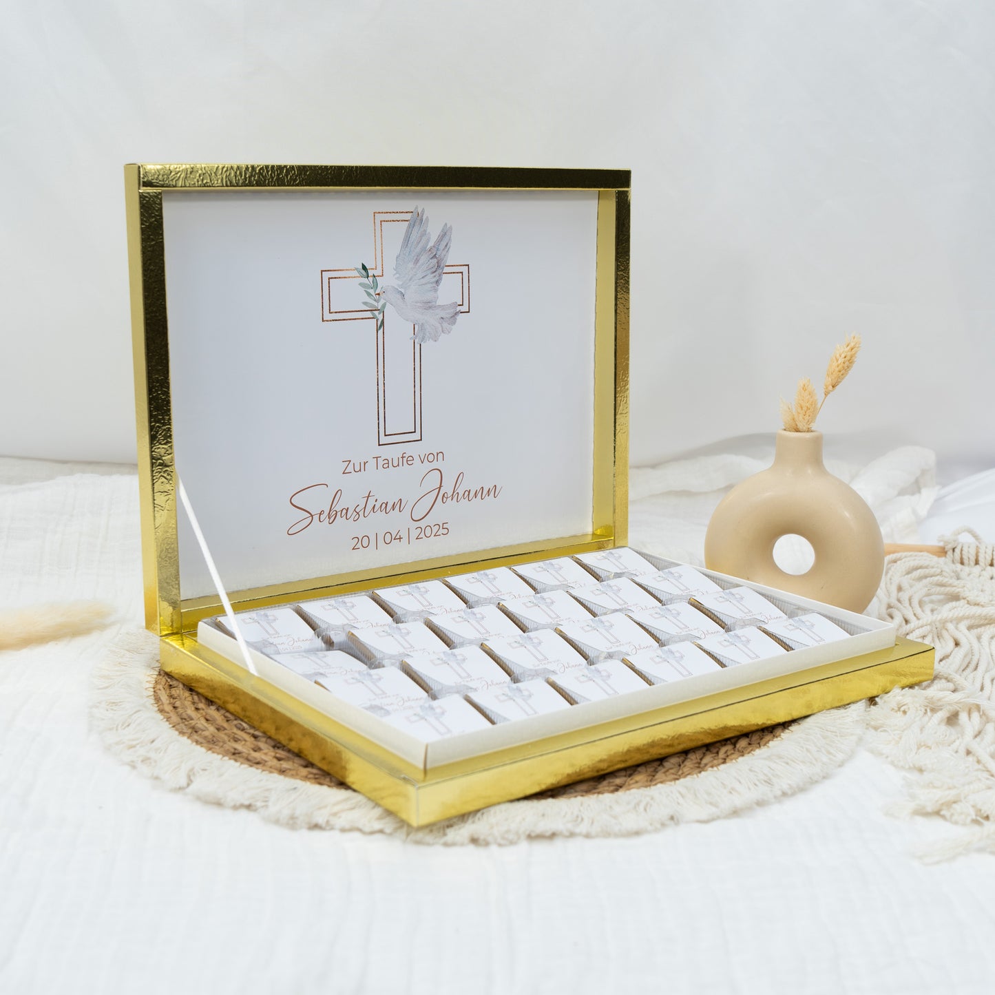 Schokobox Personalisiert - Taufe Goldenes Kreuz