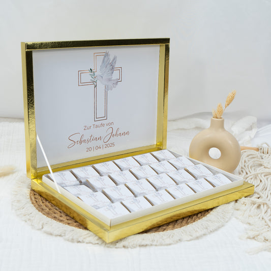 Schokobox Personalisiert - Taufe Goldenes Kreuz