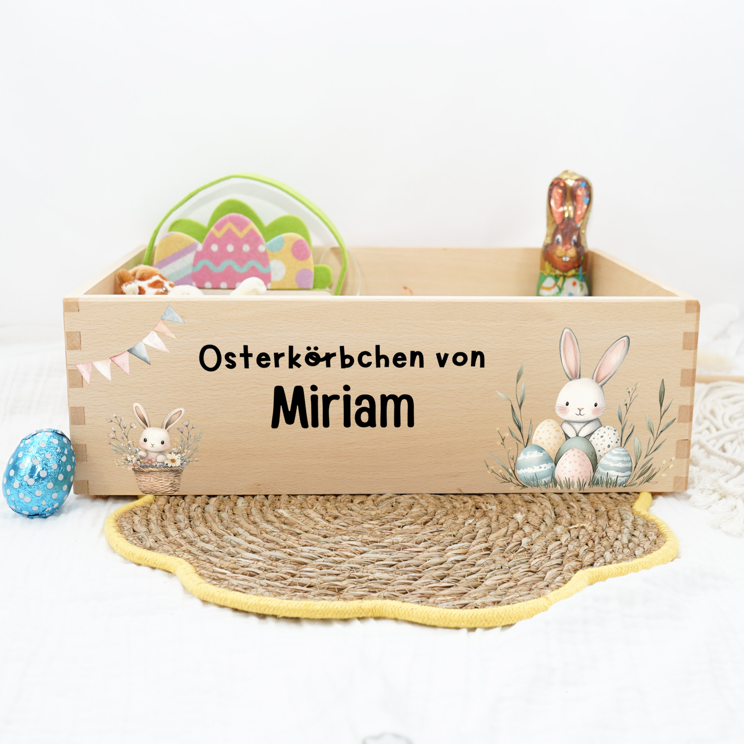 Personalisierte Osterkiste - Osterhase & Ostereier