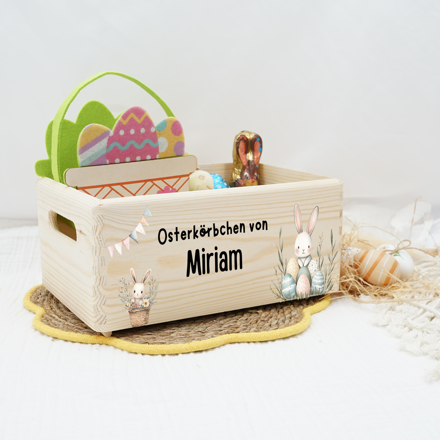 Personalisierte Osterkiste - Osterhase & Ostereier