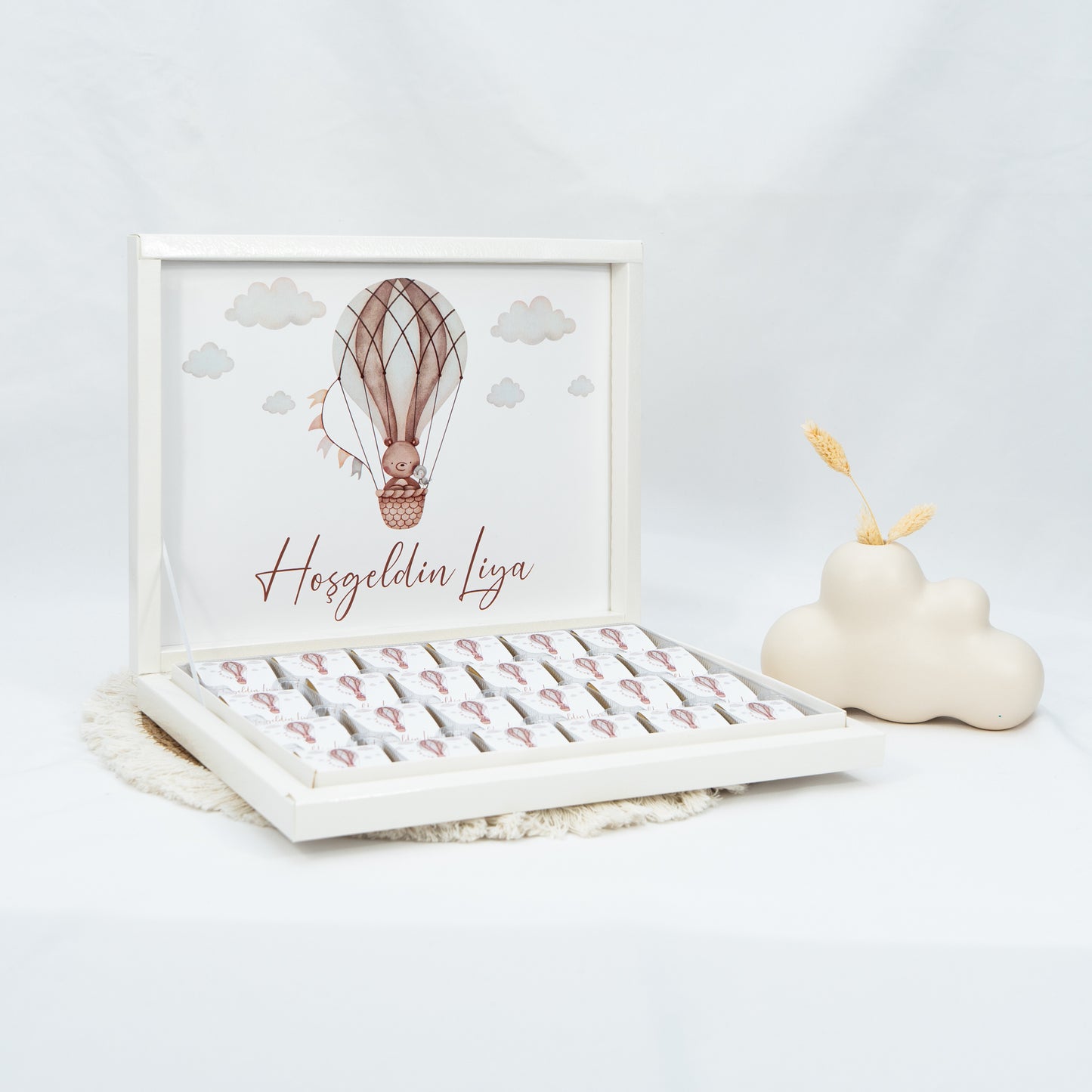Schokobox Personalisiert - Teddy im Heißluftballon
