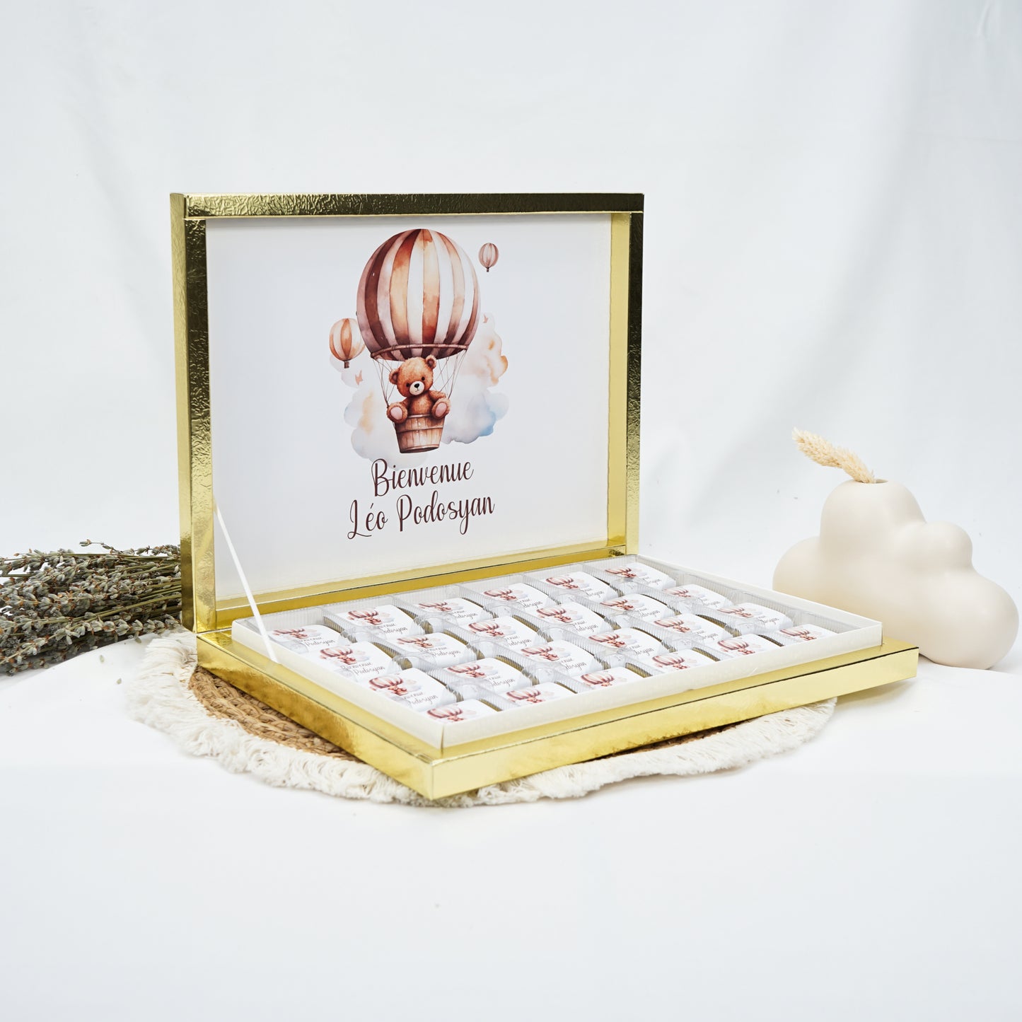 Personalized Chocolate Box - Boho Bear Motif