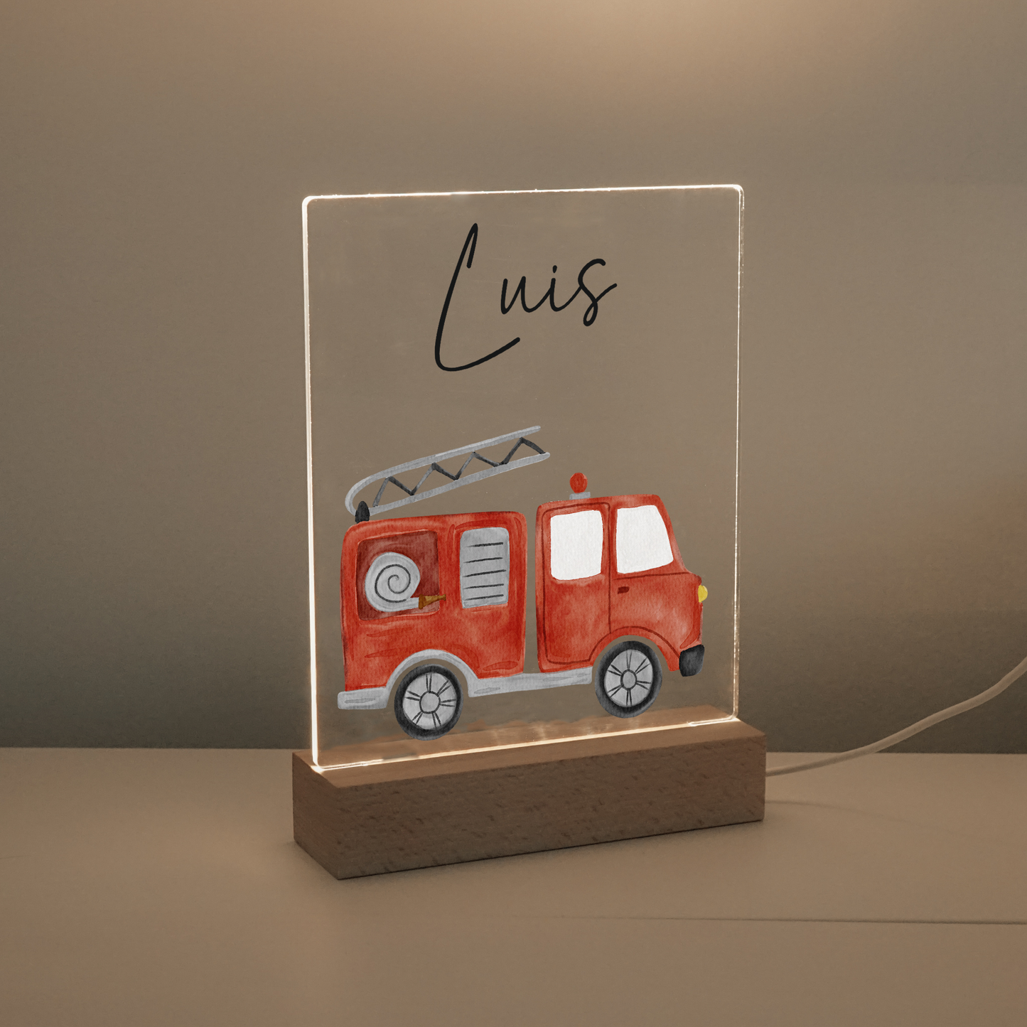 Personalisierte Nachtlampe - Feuerwehrwagen