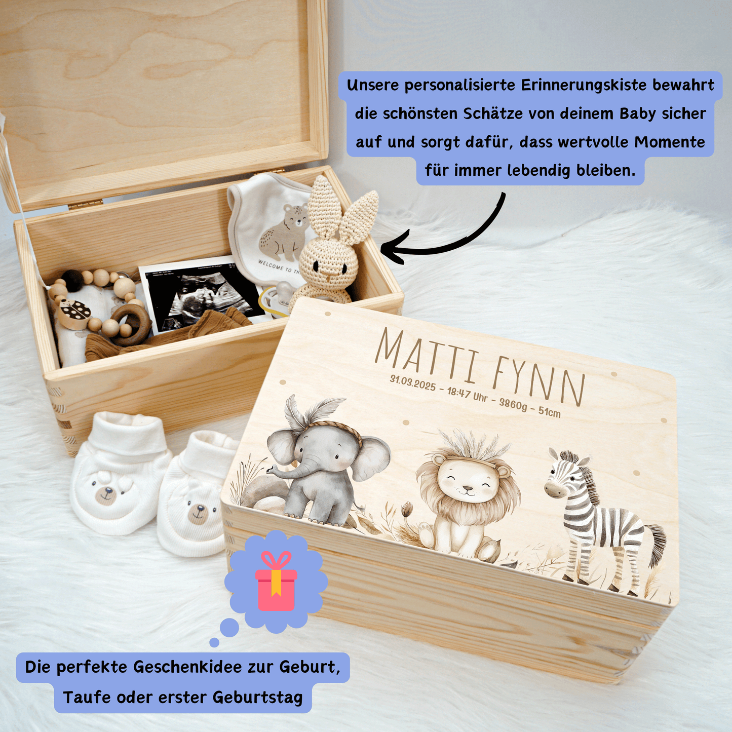 Personalisierte Erinnerungskiste - Safari Boholand