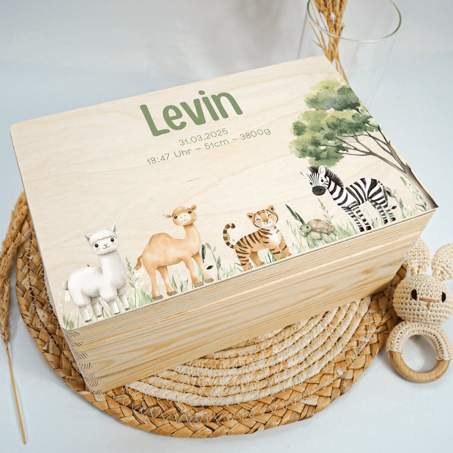 Personalisierte Erinnerungskiste - Woodland Safarifreunde