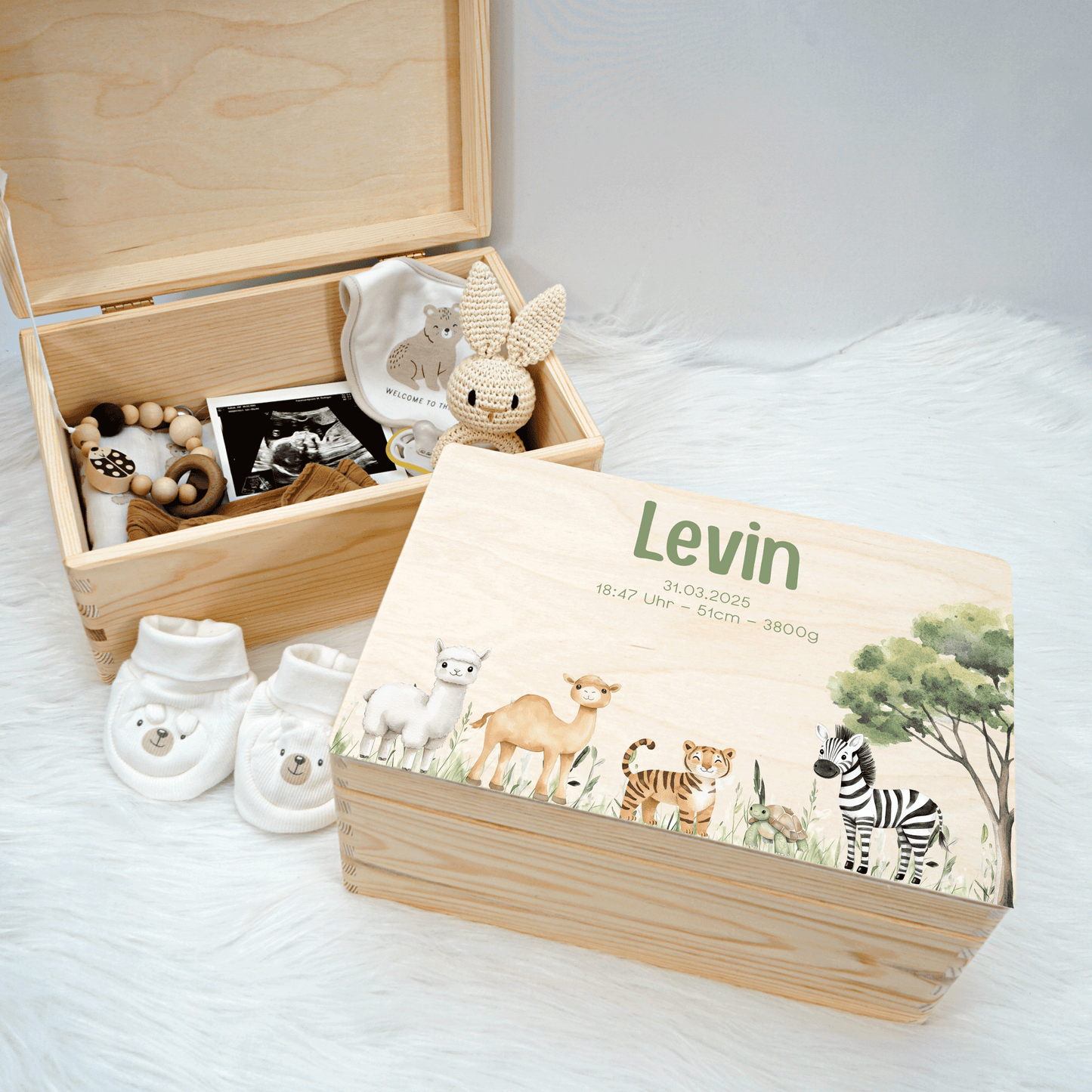 Personalisierte Erinnerungskiste - Woodland Safarifreunde