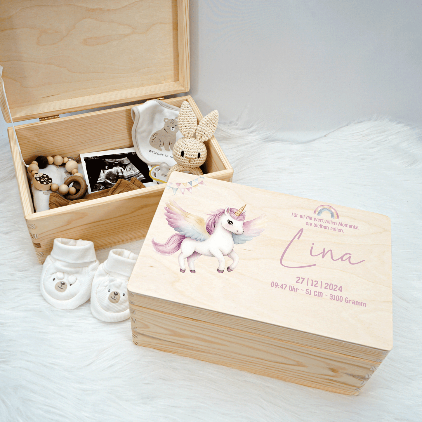 Personalisierte Erinnerungskiste - Einhorn