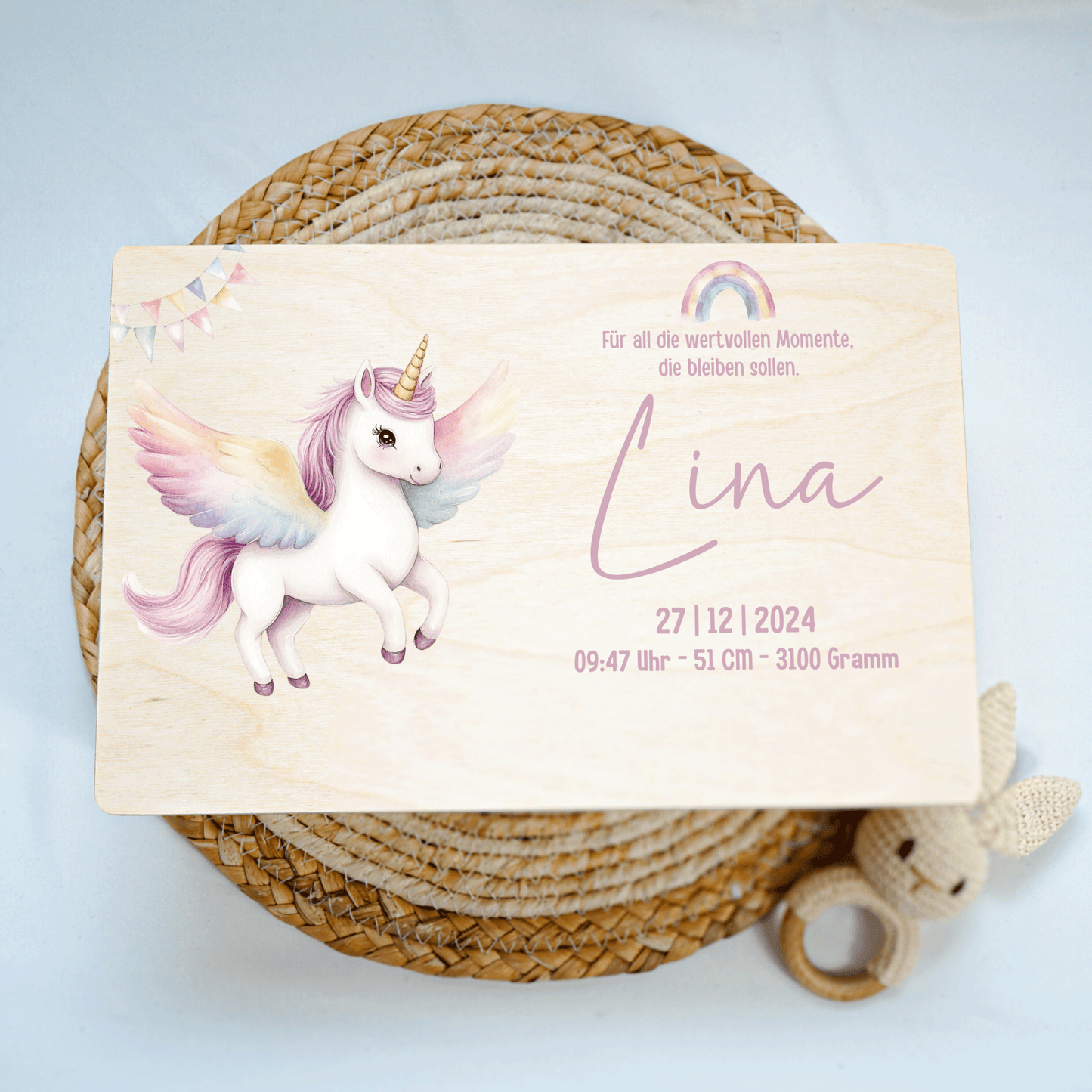 Personalisierte Erinnerungskiste - Einhorn