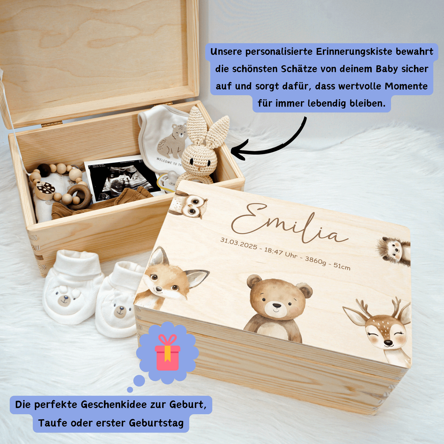 Personalisierte Erinnerungskiste - Bärenfreunde