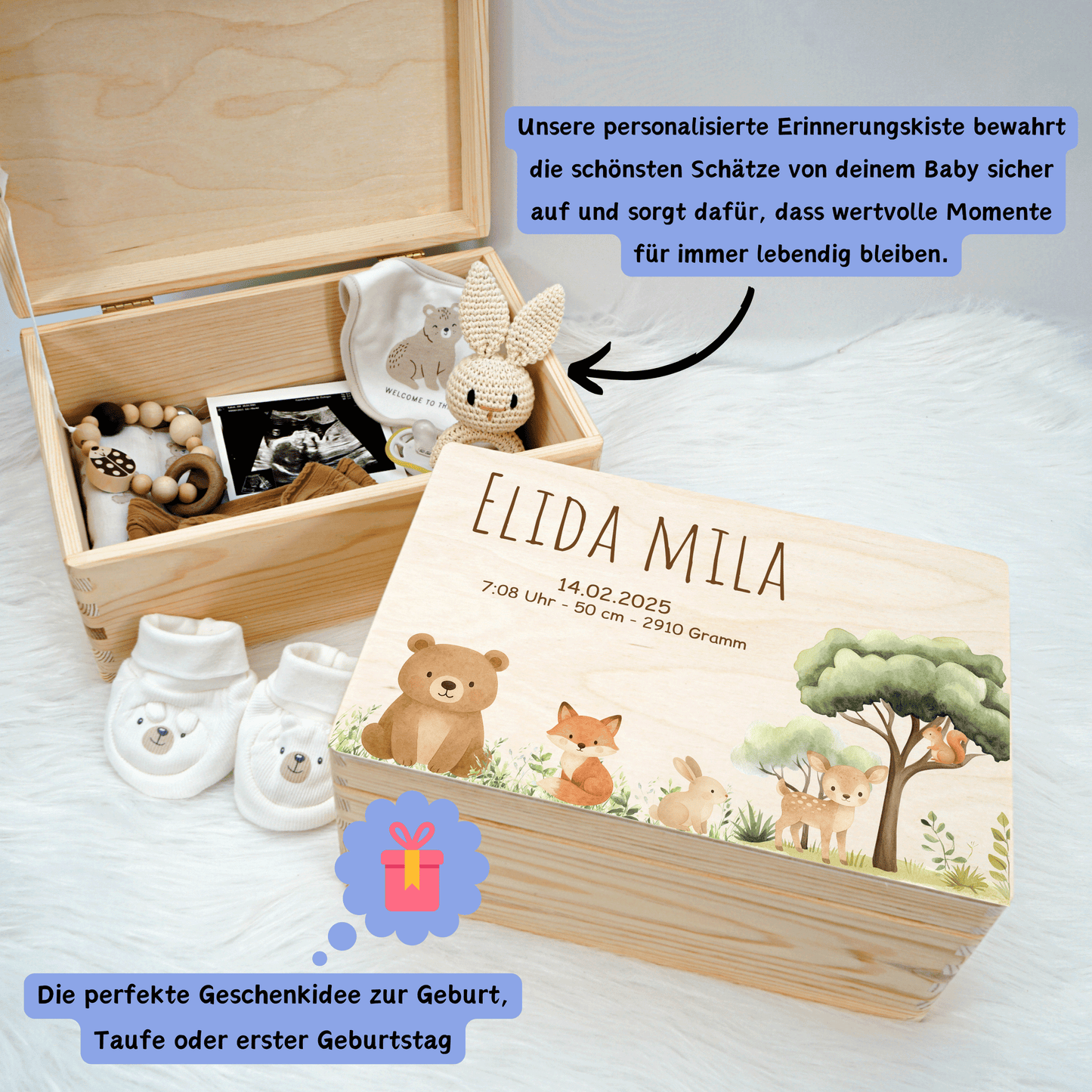 Personalisierte Erinnerungskiste - Baby Safari