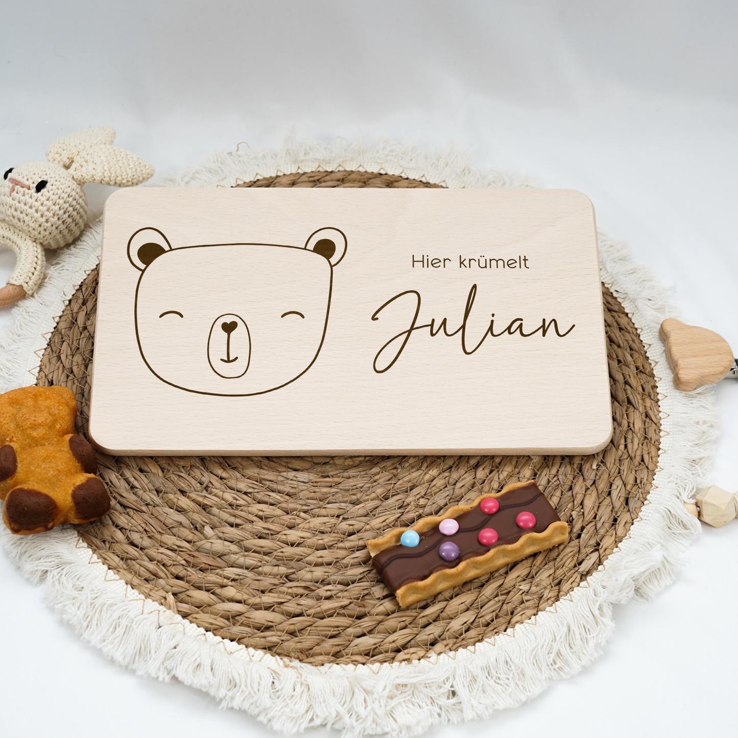 Frühstücksbrettchen Personalisiert - Baby Bär