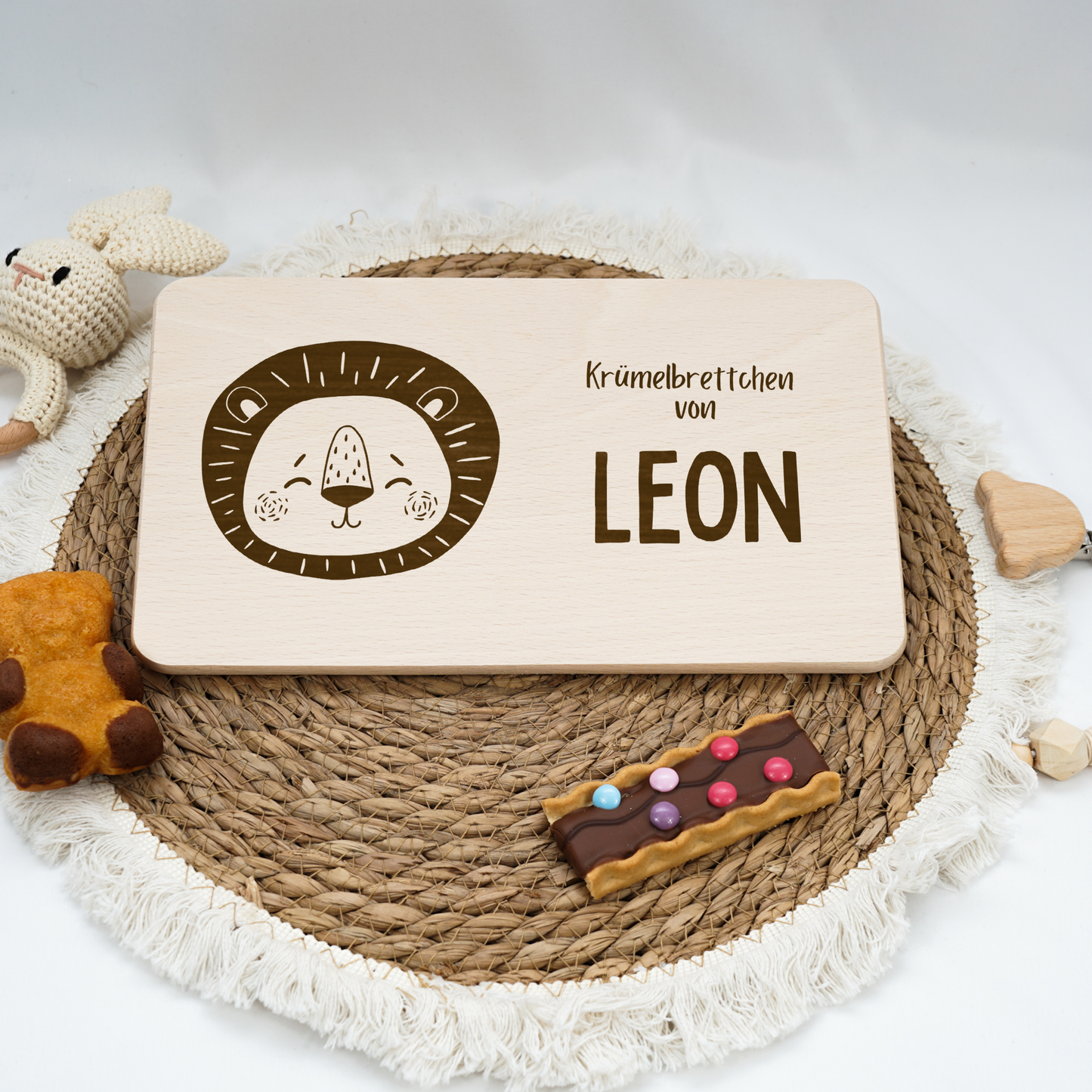 Frühstücksbrettchen Personalisiert - Löwen Baby