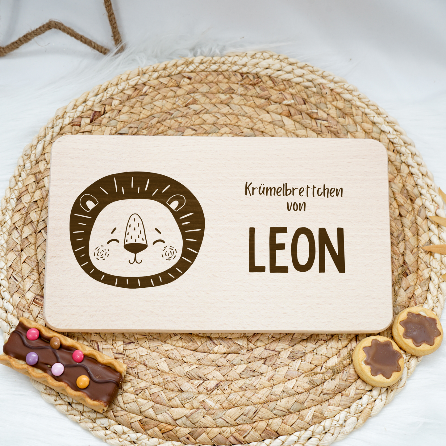 Frühstücksbrettchen Personalisiert - Löwen Baby