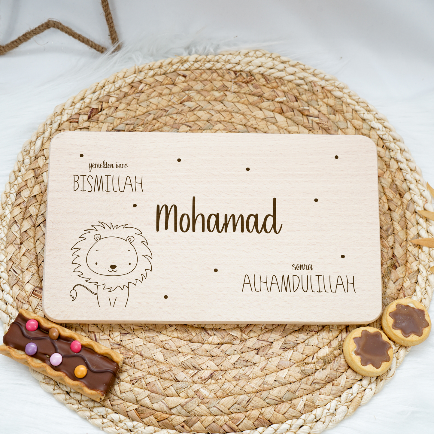 Frühstücksbrettchen Personalisiert - Löwe Türkisch