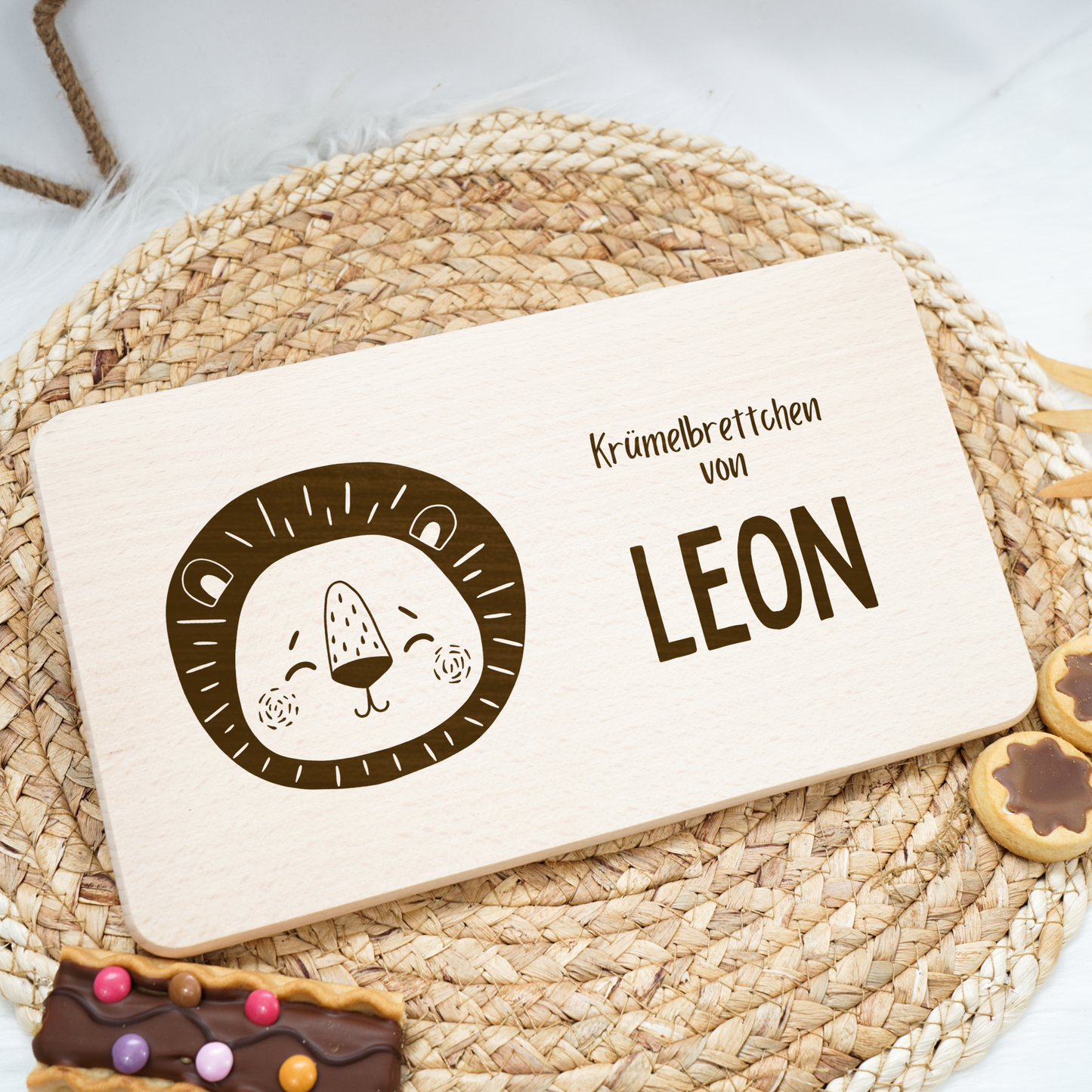 Frühstücksbrettchen Personalisiert - Löwen Baby