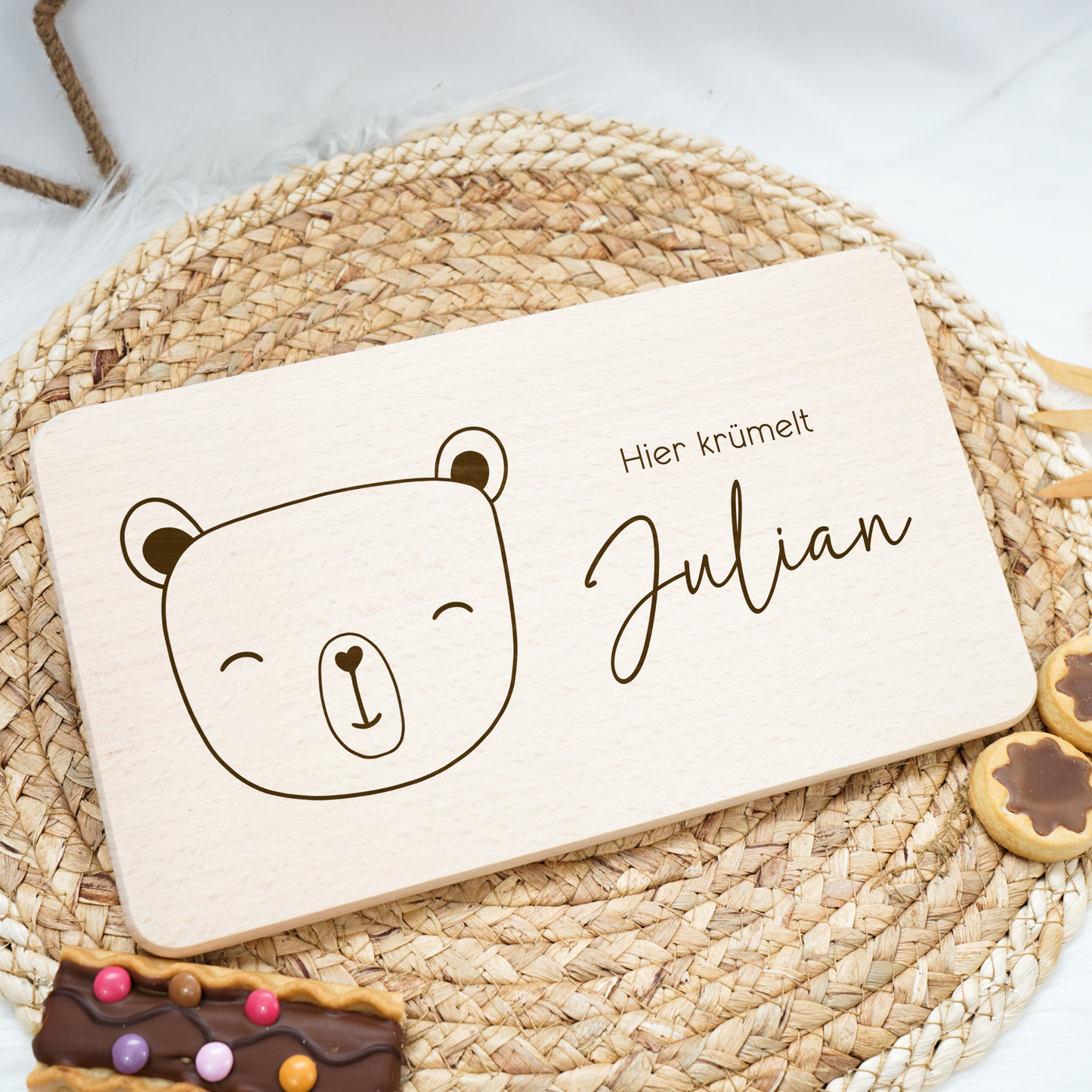 Frühstücksbrettchen Personalisiert - Baby Bär