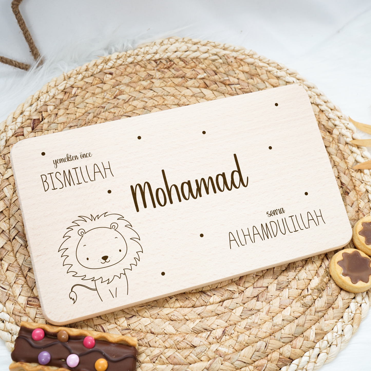 Frühstücksbrettchen Personalisiert - Löwe Türkisch