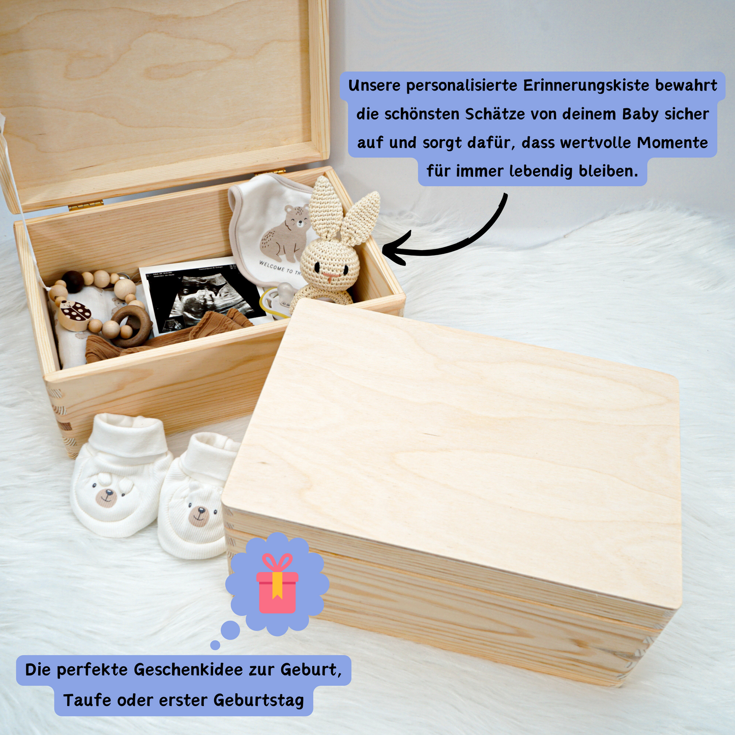 Personalisierte Erinnerungskiste - Babybär Luftballons