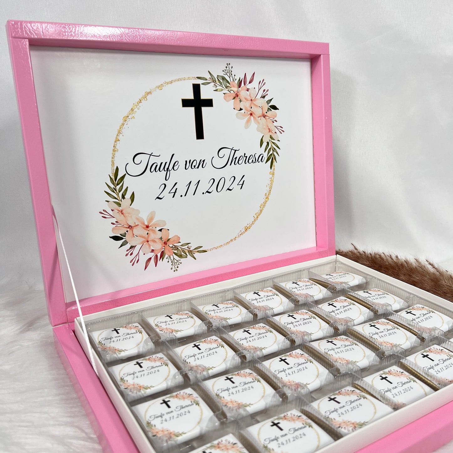 Schokobox Personalisiert - Taufe Rosa