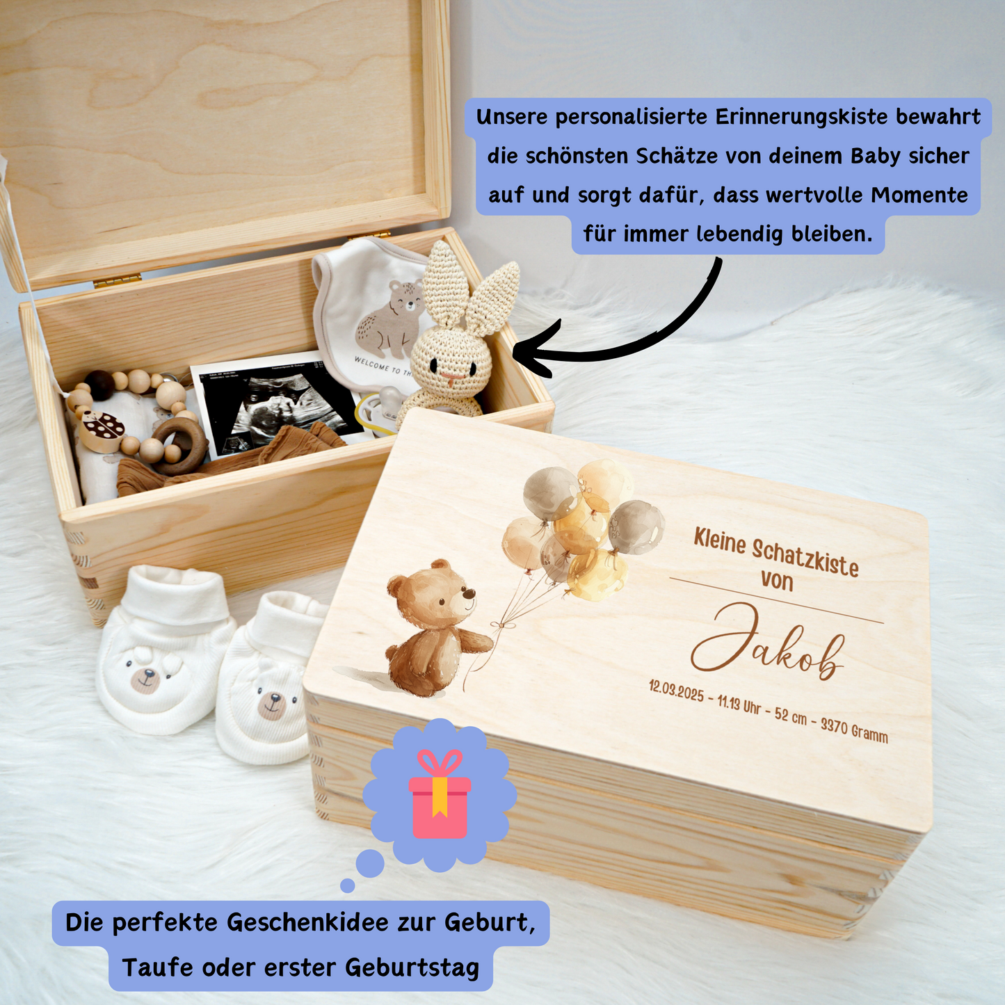 Personalisierte Erinnerungskiste - Rosa Schmetterling