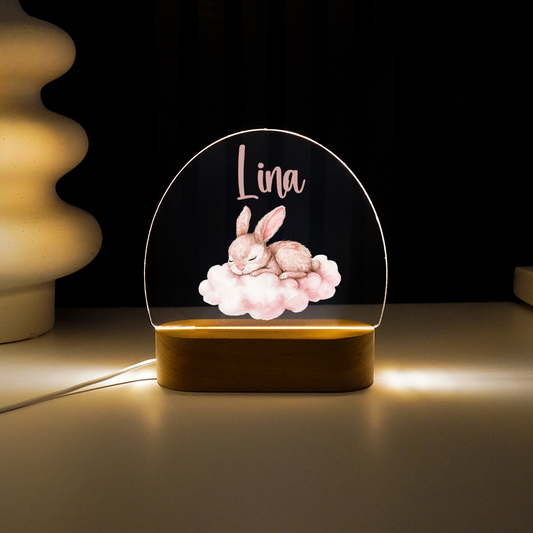 Personalisierte Nachtlampe LED - Schlafender Hase