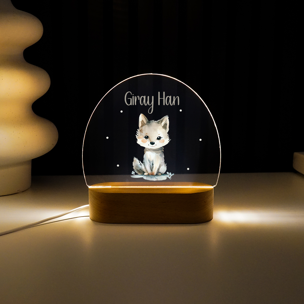 Personalisierte Nachtlampe LED - Baby Wolf