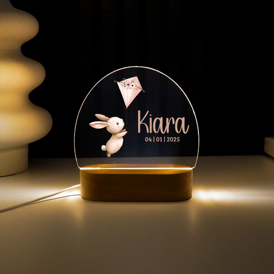 Personalisierte Nachtlampe LED - Hase Rosa