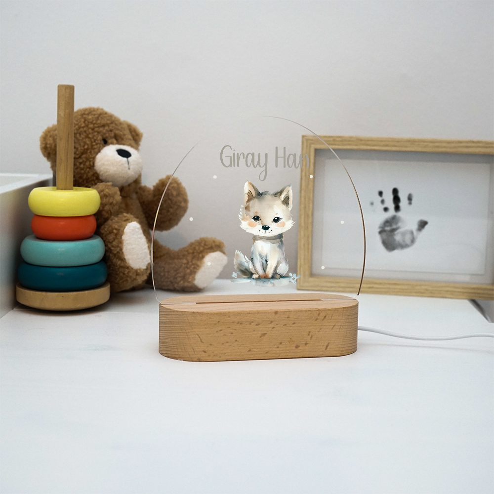 Personalisierte Nachtlampe LED - Baby Wolf