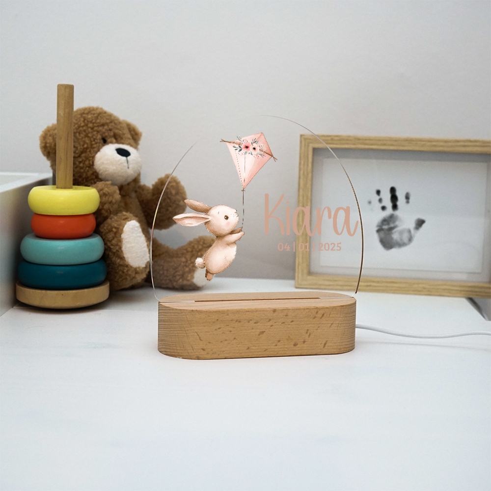 Personalisierte Nachtlampe LED - Hase Rosa