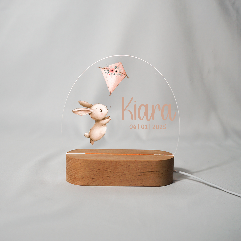 Personalisierte Nachtlampe LED - Hase Rosa