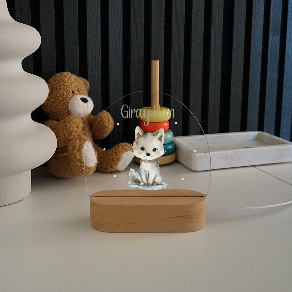 Personalisierte Nachtlampe LED - Baby Wolf