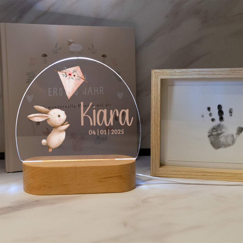Personalisierte Nachtlampe LED - Hase Rosa