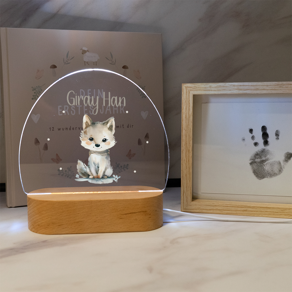 Personalisierte Nachtlampe LED - Baby Wolf