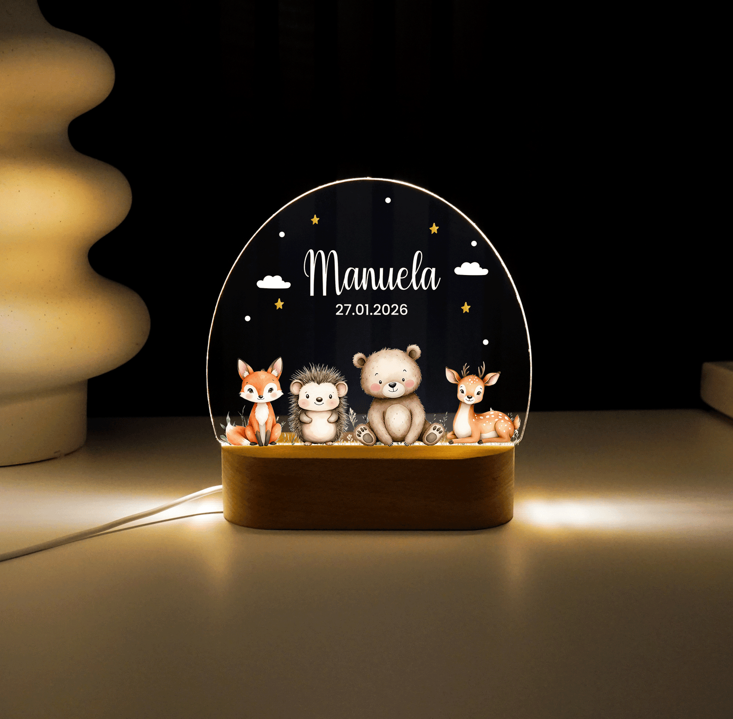 Personalisierte Nachtlampe LED - Woodland Animals