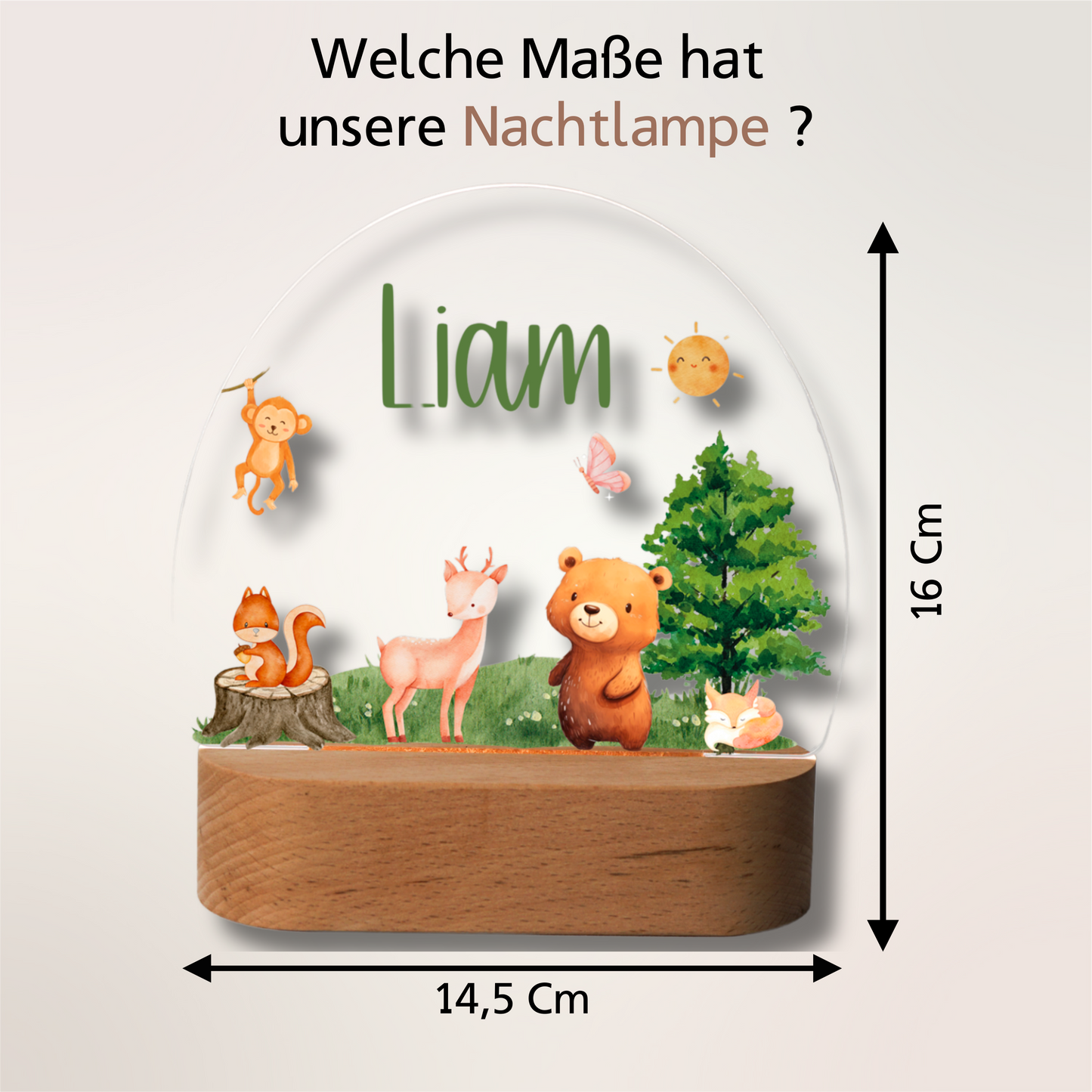 Personalisierte Nachtlampe LED - Boho Bär mit bunten Ballons