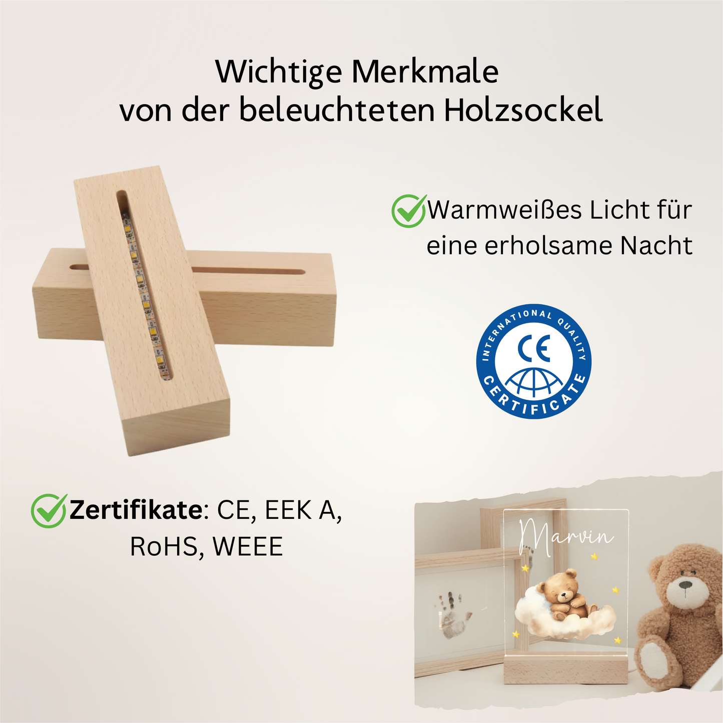 Personalisierte Nachtlampe - Bohemian Teddy